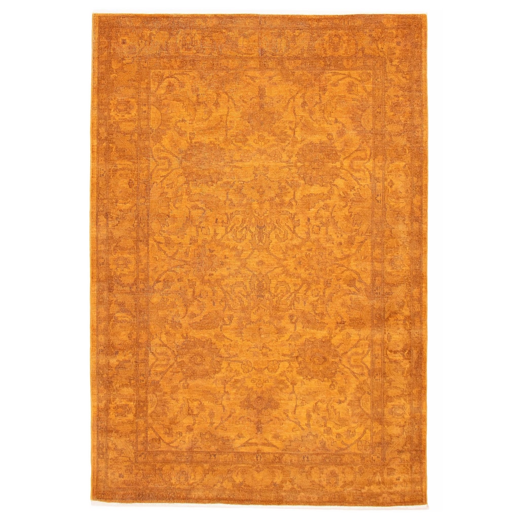 ECARPETGALLERY Hand-knotted Vibrance Light Orange Wool Rug - 6'7 x 9'8
