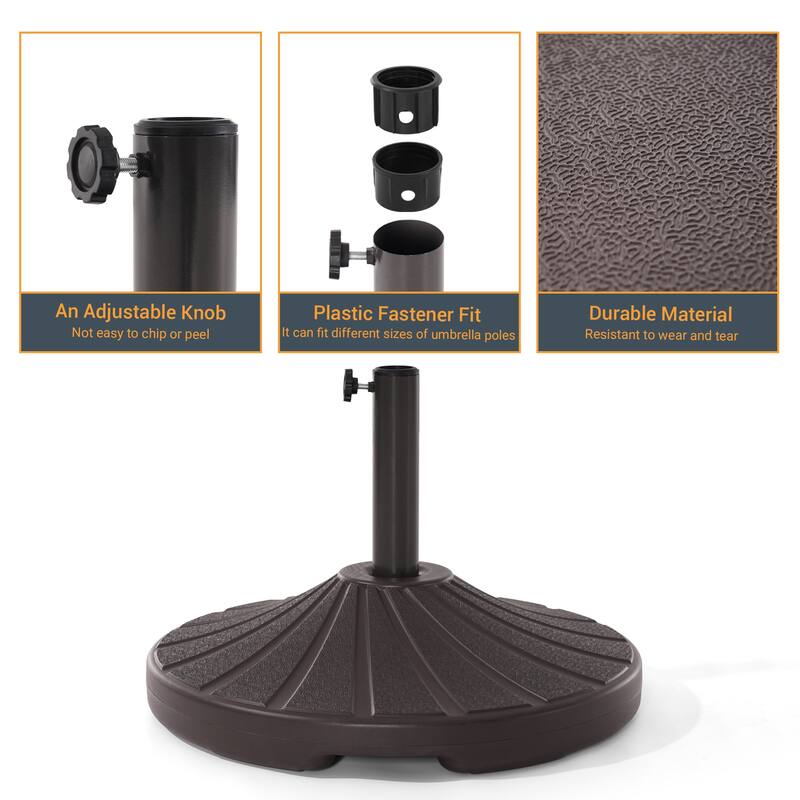 LIVOOSUN 57-90lbs Dark Brown HDPE Plastic Patio Market Umbrella Base