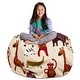 preview thumbnail 31 of 192, Kids' Stuffed Animal Storage Bean Bag Chair Cover or Toy Organizer 48 Inches Extra Large - Canvas Jungle Animals on Tan