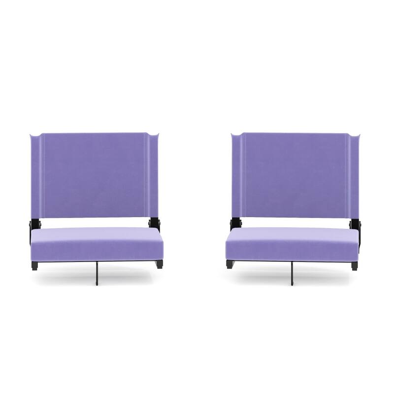 Padded Stadium Chairs with Handles and Bleacher Hooks (Set of 2) - 14"D x 18"W x 18"H - Purple