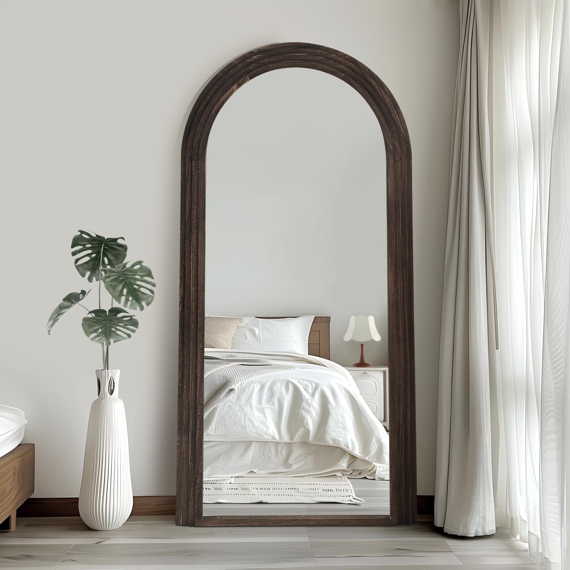 Vintage Arched Full Length Standing Mirror Vanity Floor Mirror