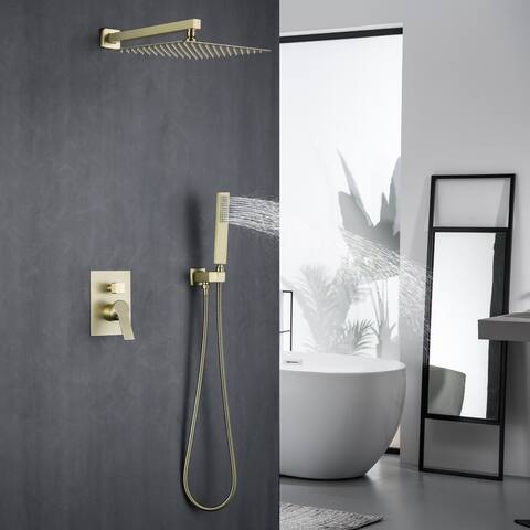 12" Rainfall Shower System,Bathroom Shower Faucet Combo Set