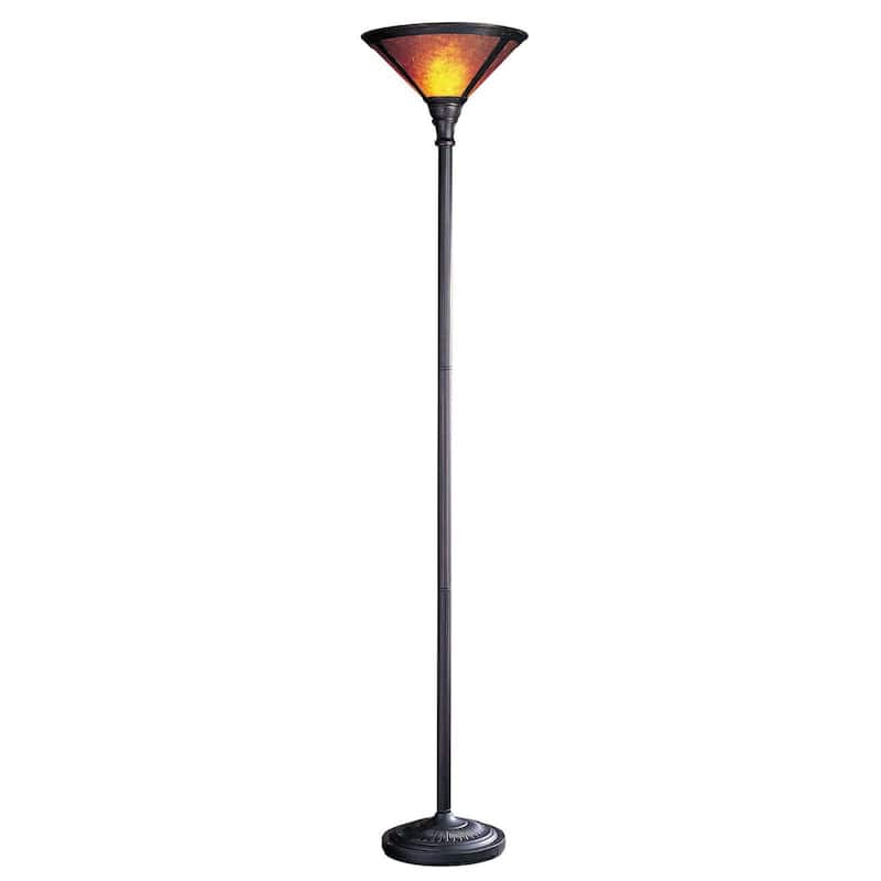 71" Rusted Torchiere Floor Lamp With Brown Dome Shade - 15" x 15" x 71"