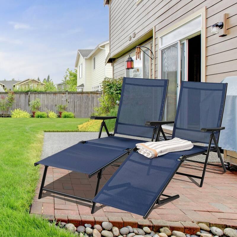 Set of 2 Zero Gravity Recliner Lounge Chairs with Cup Holders, Folding Patio Camping Beach Chairs for Outdoor Relaxation