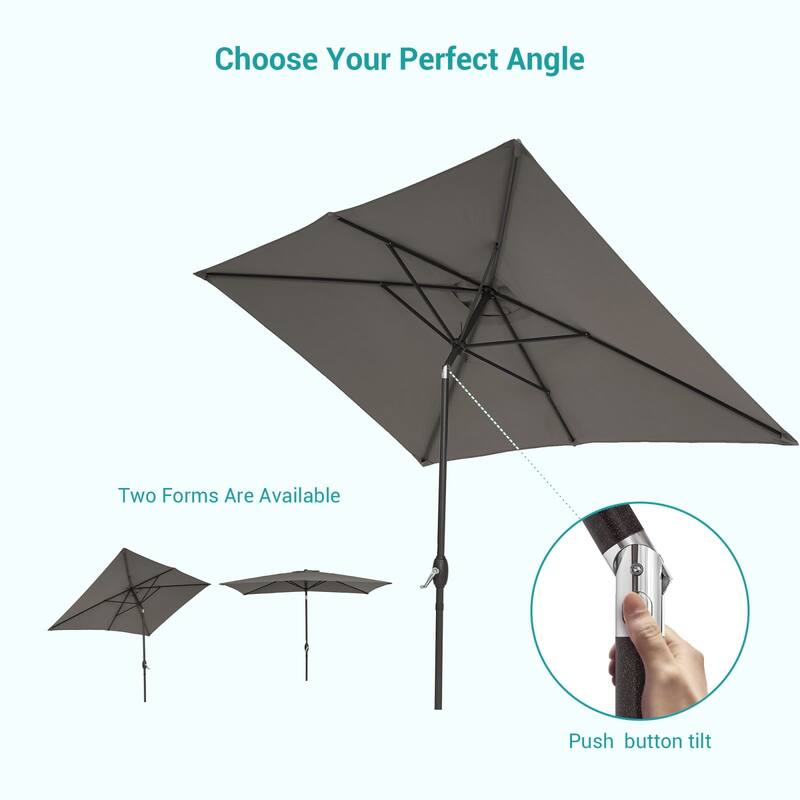 Bonosuki 10x6.5ft Rectangular Aluminum Patio Market Umbrella