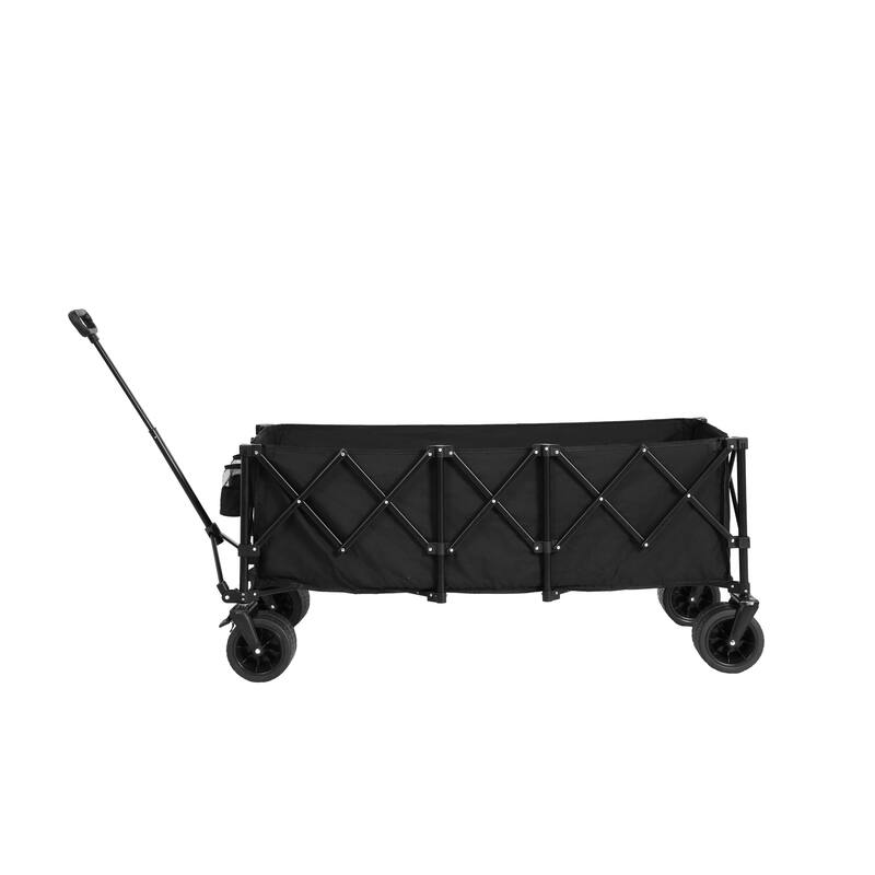 220lbs Weight Capacity Heavy Duty 300L Folding Utility Foldable Extended Wagon with All-Terrain Beach Wheels & Drink Holders