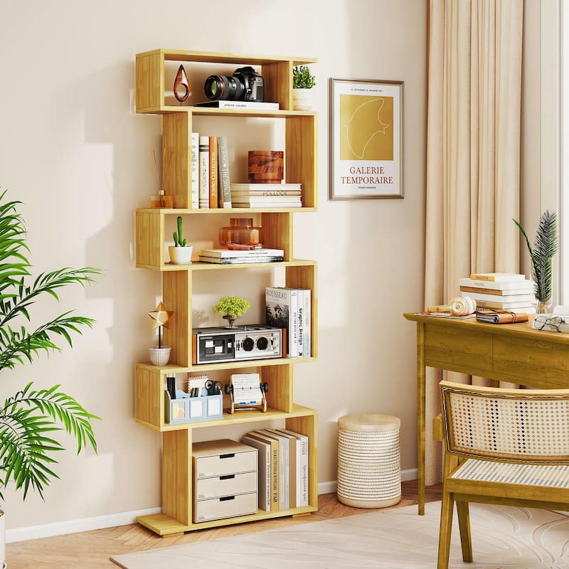 Gymax 2PCS 6-tier Storage Bookshelf Tall Display Shelf w/