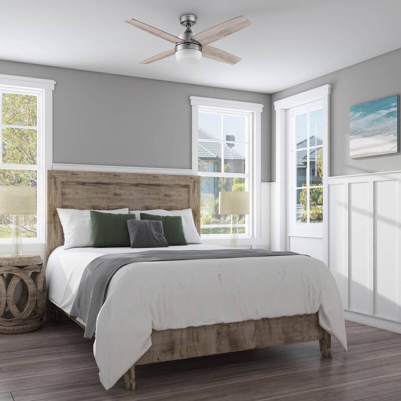 44" Prominence Home Atlas Pewter Modern Indoor LED Ceiling Fan with Light and Remote Control