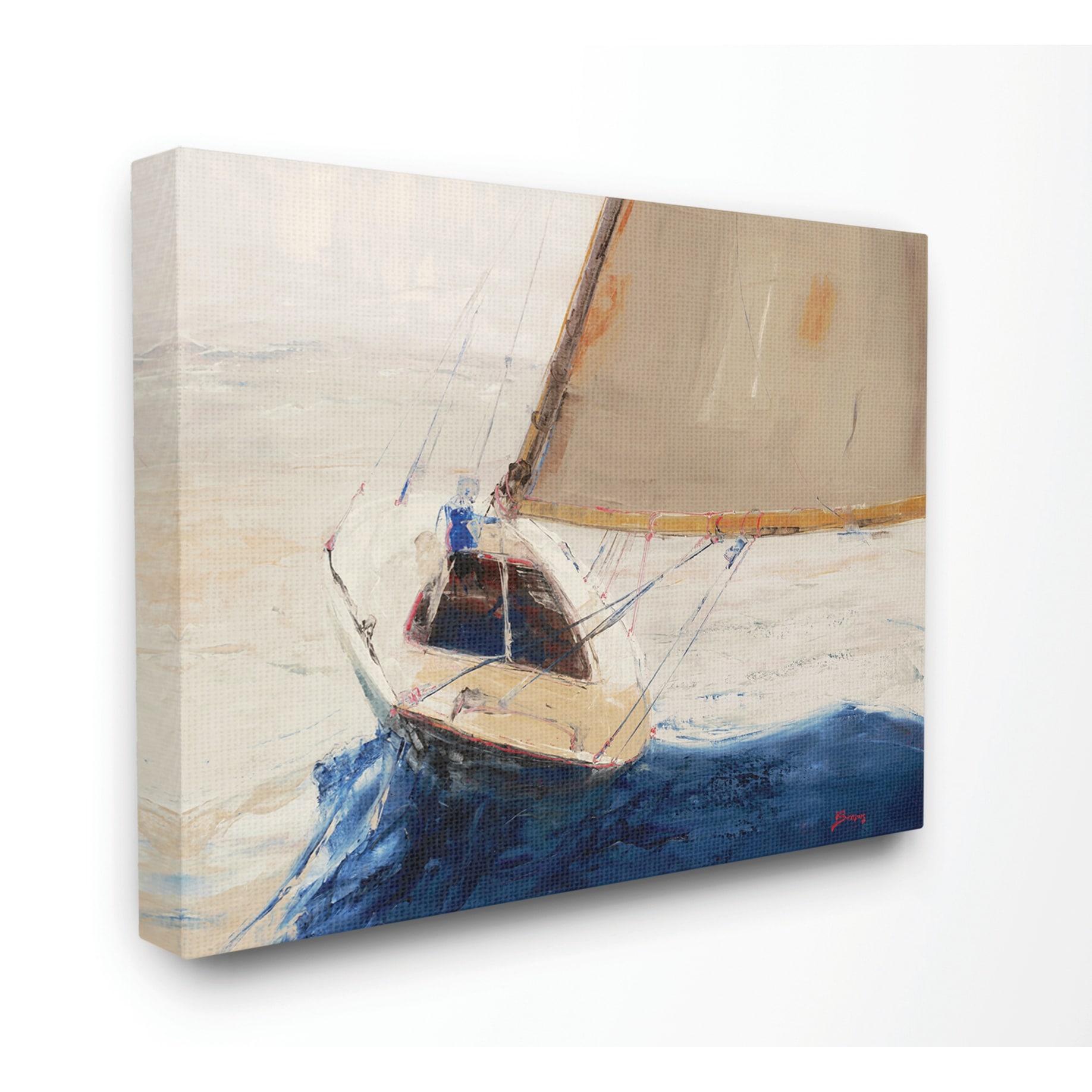 Shop Stupell Industries Ocean Sailboat Soaring Impressionist Abstract Yellow Blue Beach Painting Canvas Wall Art On Sale Overstock 30483087