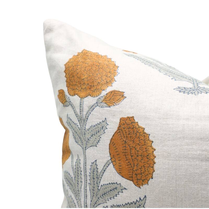 Fabdivine Linen Square Block print pillow Cover - Badshah