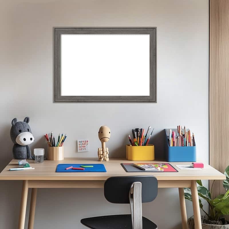 Amanti Art Regis Barnwood Grey Narrow Framed Dry Erase Magnetic Board