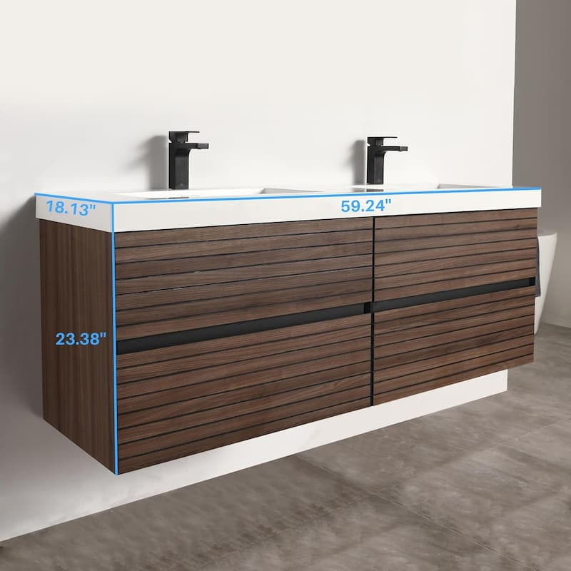 Blossom Annecy 60-Inch Floating Bathroom Vanity with Acrylic Sink