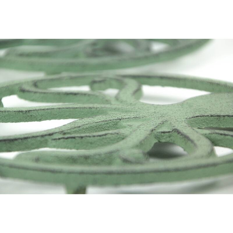 Distressed Coastal Cast Iron Octopus Sea Foam Green Trivet Set Of 2 - 0.25 X 7 X 7 inches