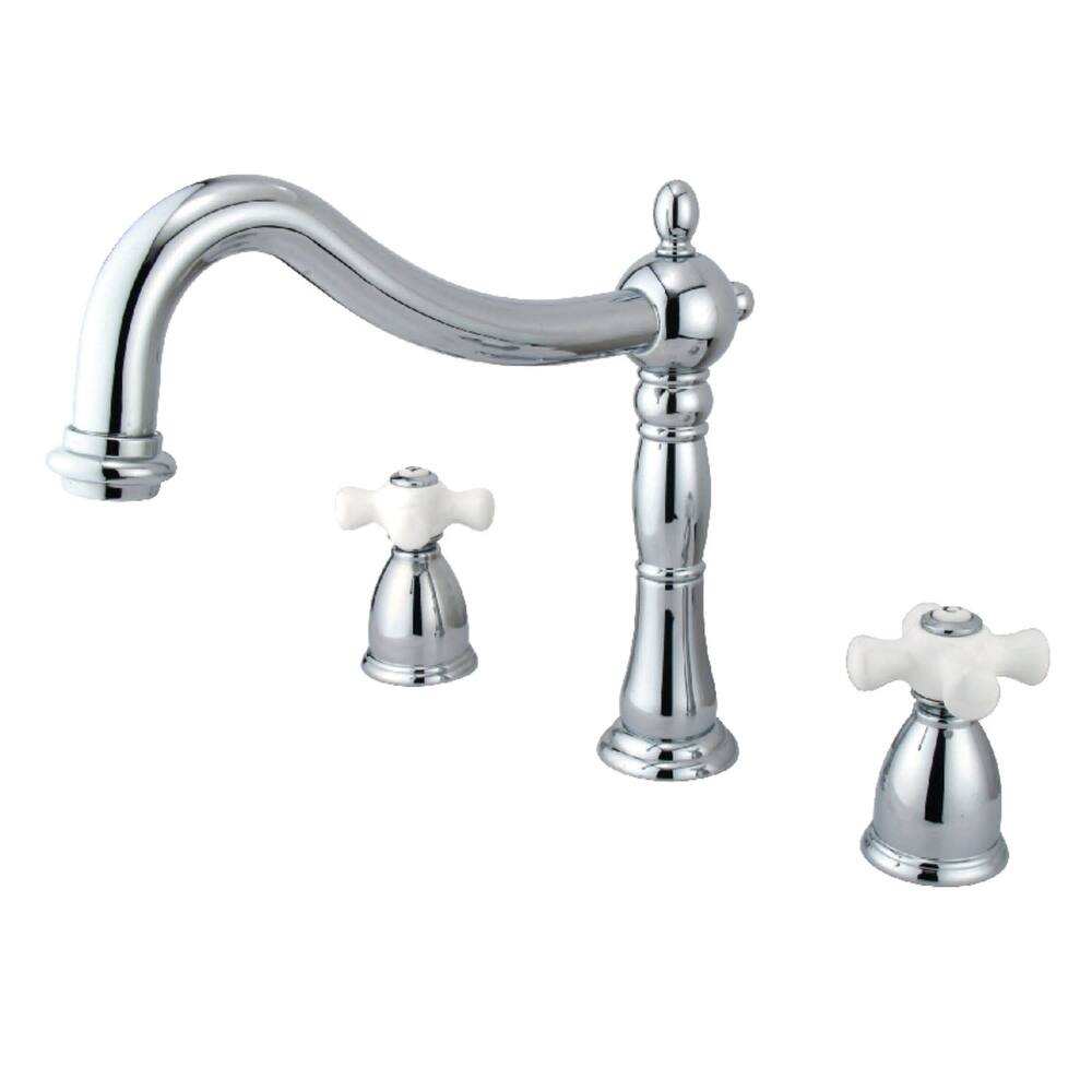 Kingston Brass Heritage Widespread Deck Mounted Roman Tub Filler with