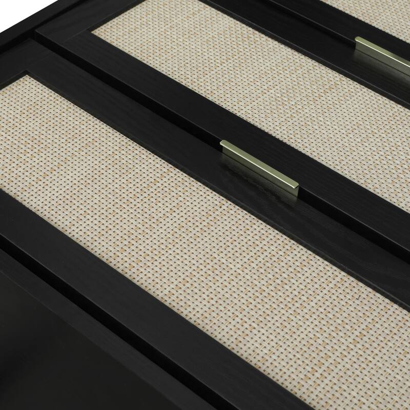 Rattan 3-Drawer Cabinet with Moisture-Proof Finish & Anti-Tipping Device for Safe Storage