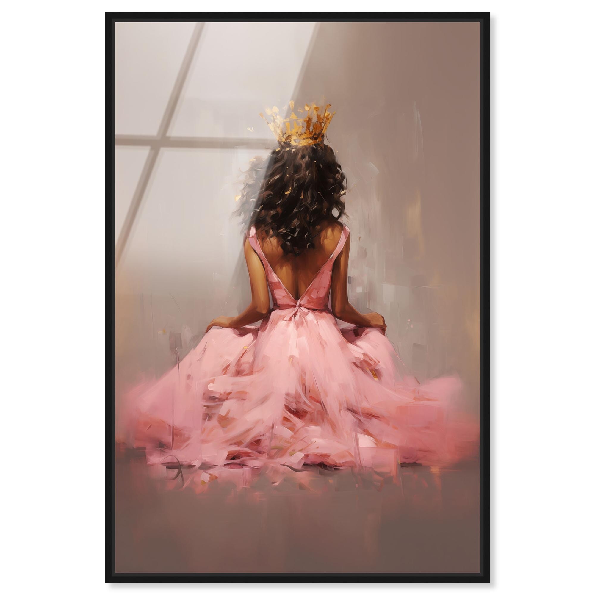 Princess in Pink Ebony Portrait Framed Acrylic Wall Art by Art Remedy