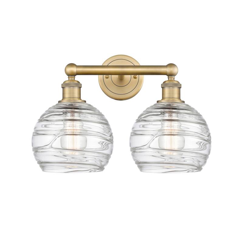 Innovations Lighting Athens Deco Swirl - 2 Light 17" Bath Vanity Light - Brushed Brass/Clear Deco Swirl