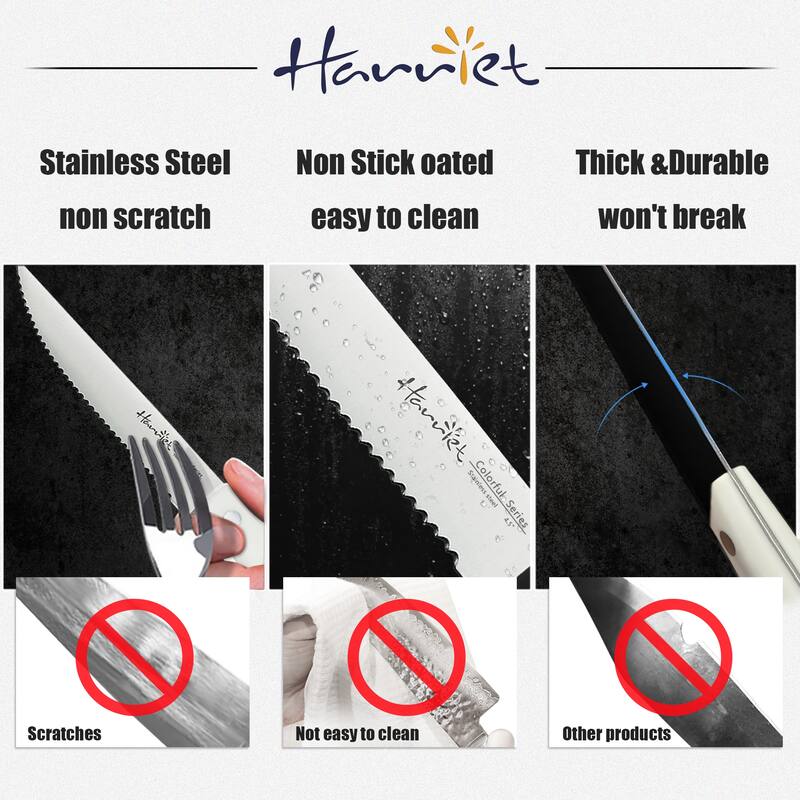 Steak Knives Set Of 6, Full Tang German Stainless Steel Steak Knives