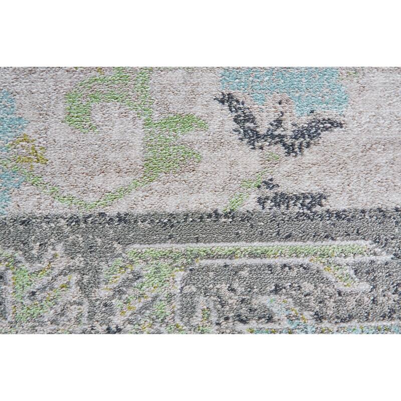 Alessandria Tribal Medallion Area Rug, Turquoise Blue/Mint