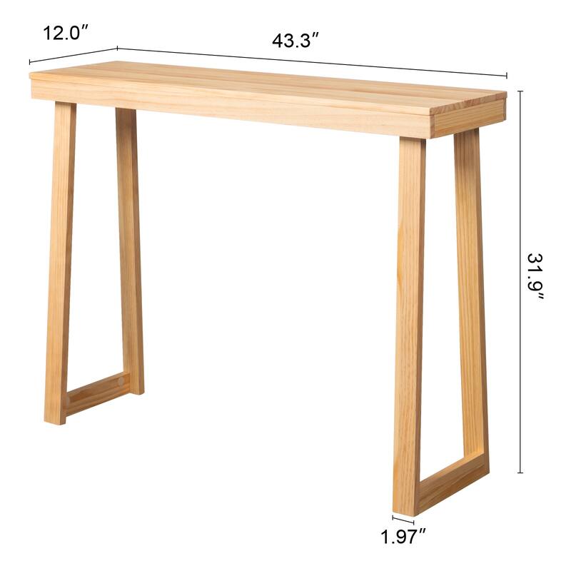 Narrow Solid Pine Wood Entryway Console Table for Small Space Living Room Furniture Decor