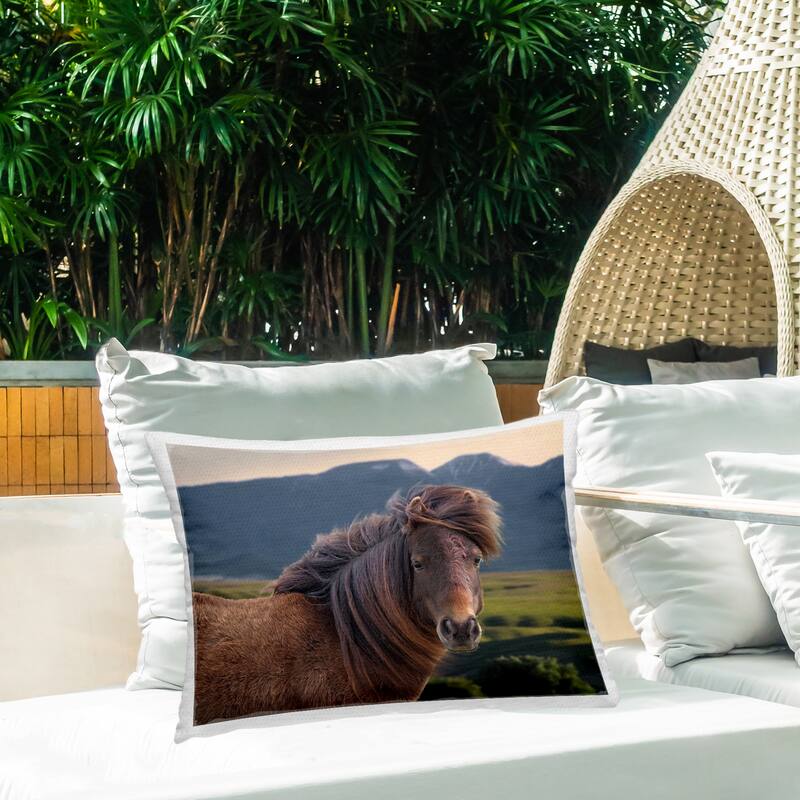 Stupell Windblown Mare in Mountain Valley Printed Outdoor Throw Pillow Design by Steve Toole