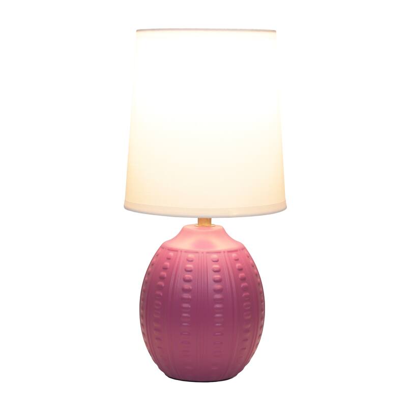 Ceramic Oval Table Lamp with Fabric Shade for Bedroom, Living Room - 6 x 6 x 13 in. (L x W x H)