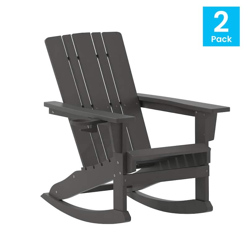 All-Weather Rocking Adirondack Chair with Swiveling Cupholder