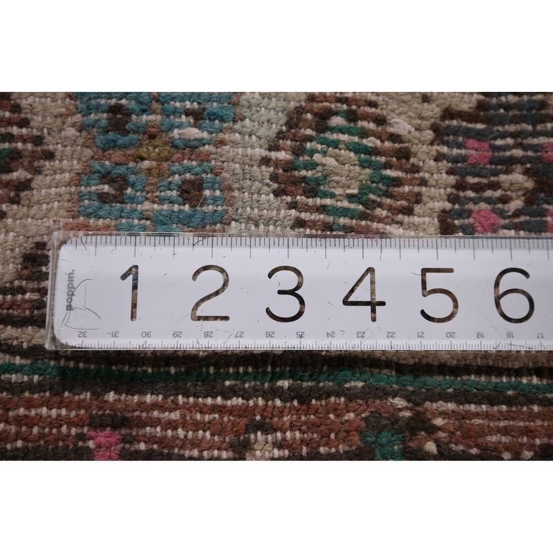 Pink & Turquoise Hamedan Persian Vintage Area Rug Handmade Wool Carpet - 6'10" x 9'8"