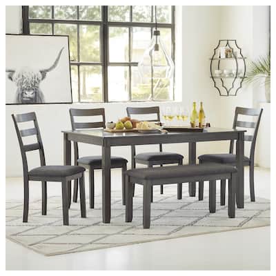Bridson Rectangular Dining Room Table Set of 6 - Gray