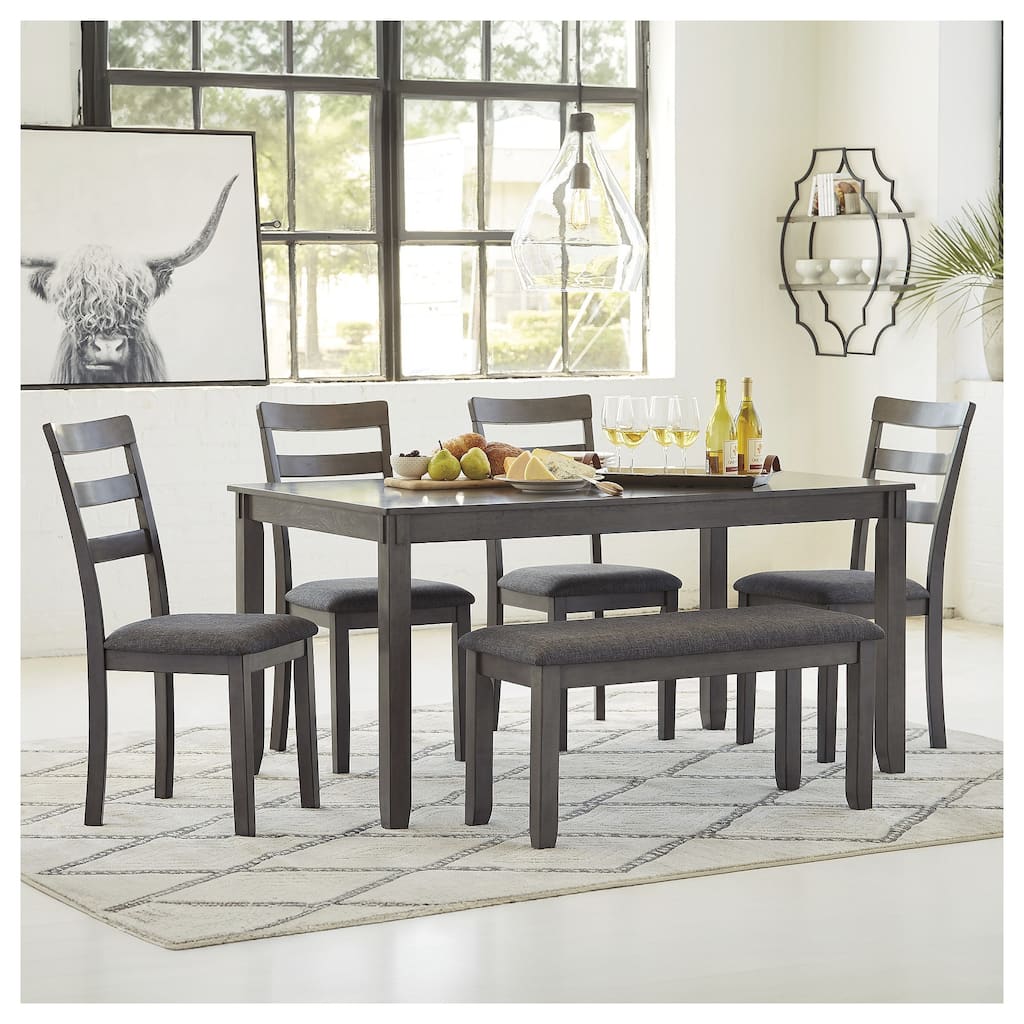 Bridson Rectangular Dining Room Table Set of 6 - Gray