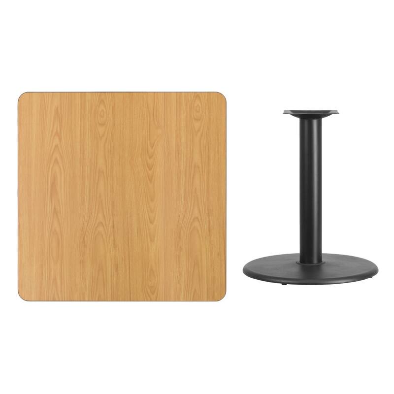 36'' Square Laminate Table Top with 24'' Round Table Height Base - 36"W x 36"D x 31.125"H - 36"W x 36"D x 31.125"H
