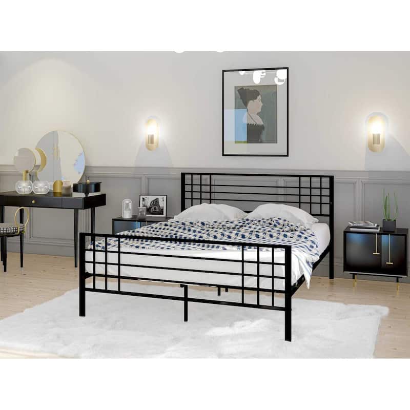 Queen Platform Bed - Modern Wood Bed Frame with Metal Legs - Sturdy & Easy Assembly