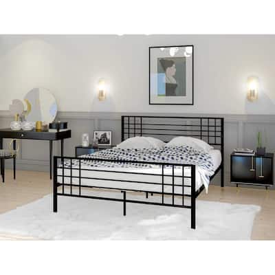 Queen Platform Bed - Modern Wood Bed Frame with Metal Legs - Sturdy & Easy Assembly