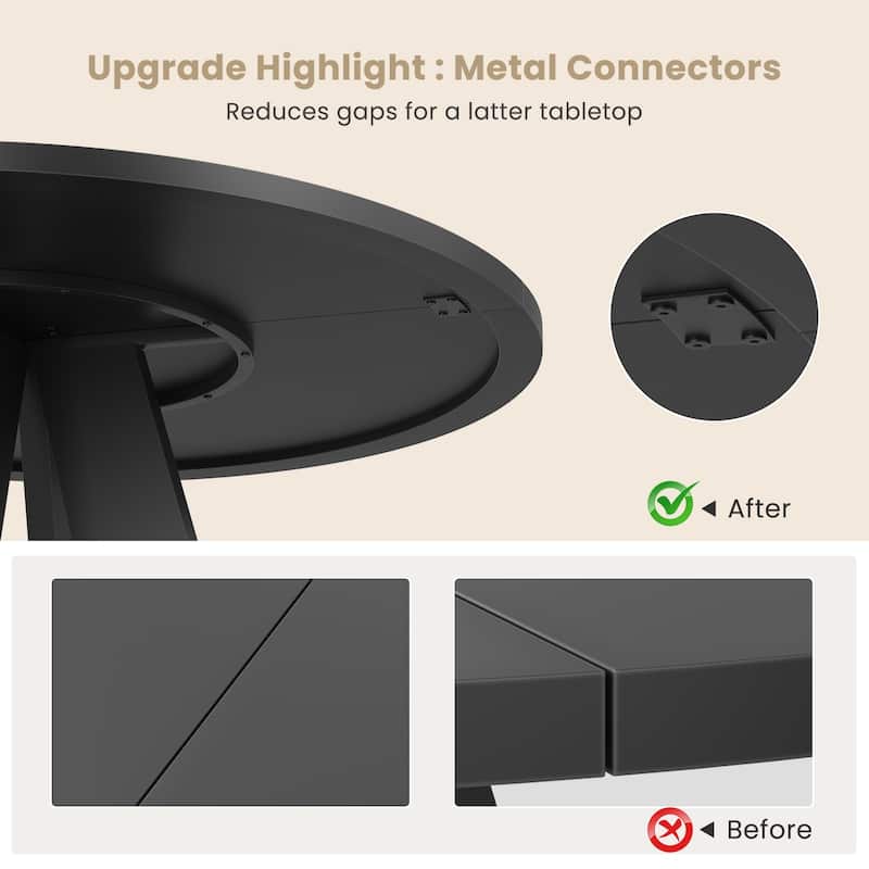 Rossetta 47" Modern Plain Stylish Design Wood Round Dining Table with Strong Metal Legs - 47"x47"