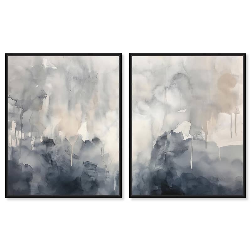 Muted Ocean Hues Canvas Set of 2 by Art Remedy - 30" x 36" - Black