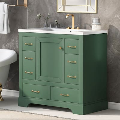 36 inch MDF Freestanding Bathroom Vanity Set with Adjustable Shelf - 36" x 18"