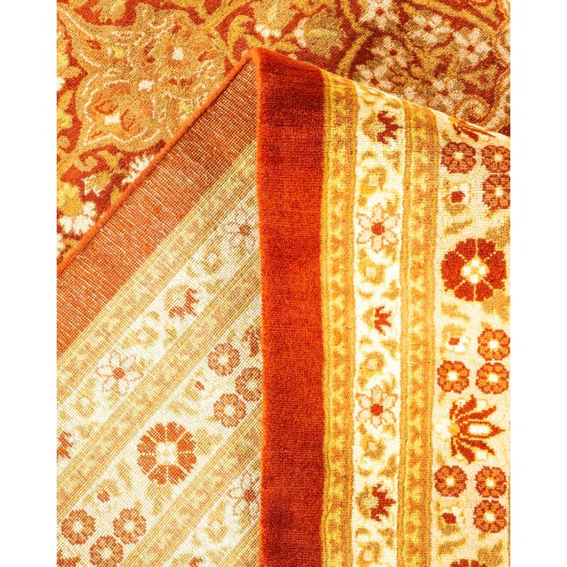 Overton Handknotted Wool Traditional Oriental Orange Area Rug - 12' x 18'