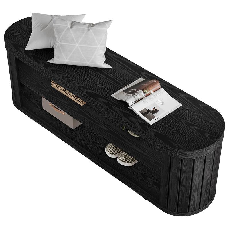 Wooden Entryway Dining Bench with Shoe Storage, Bedroom Hallway Living Room End of Bed Stool Accent Bench