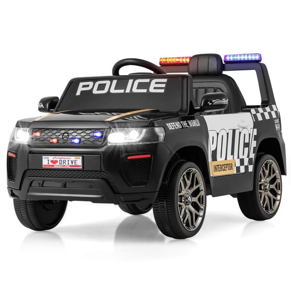 slide 2 of 20, Costway Kids Ride on Police Car 12V 7A Battery Powered Cop Car with - See Details
