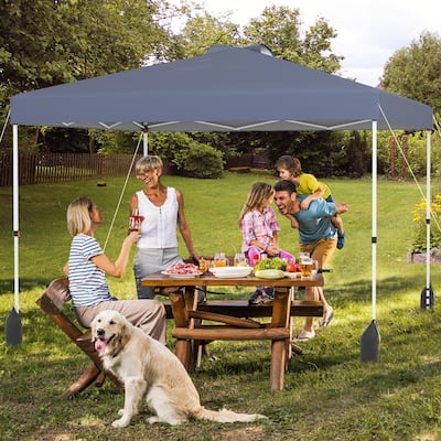 10x10 FT Pop Up Canopy Tent with Sidewall and Wheels for Outdoor