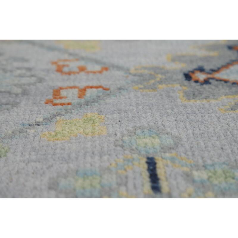 All-Over Gray Oushak Indian Area Rug Handmade Wool Carpet - 8'0" x 9'9"