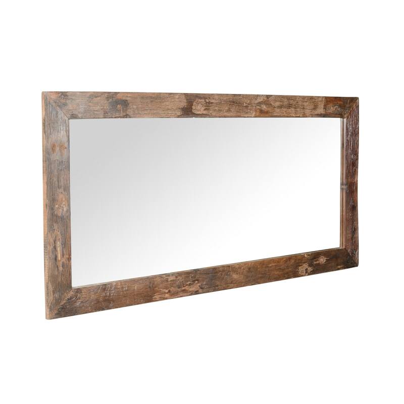 Wooden Plank Rectangular Wall Mirror - 70" - Brown