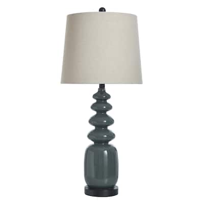 StyleCraft Fossil Dark Gray Table Lamp - Linen Hardback Fabric Shade