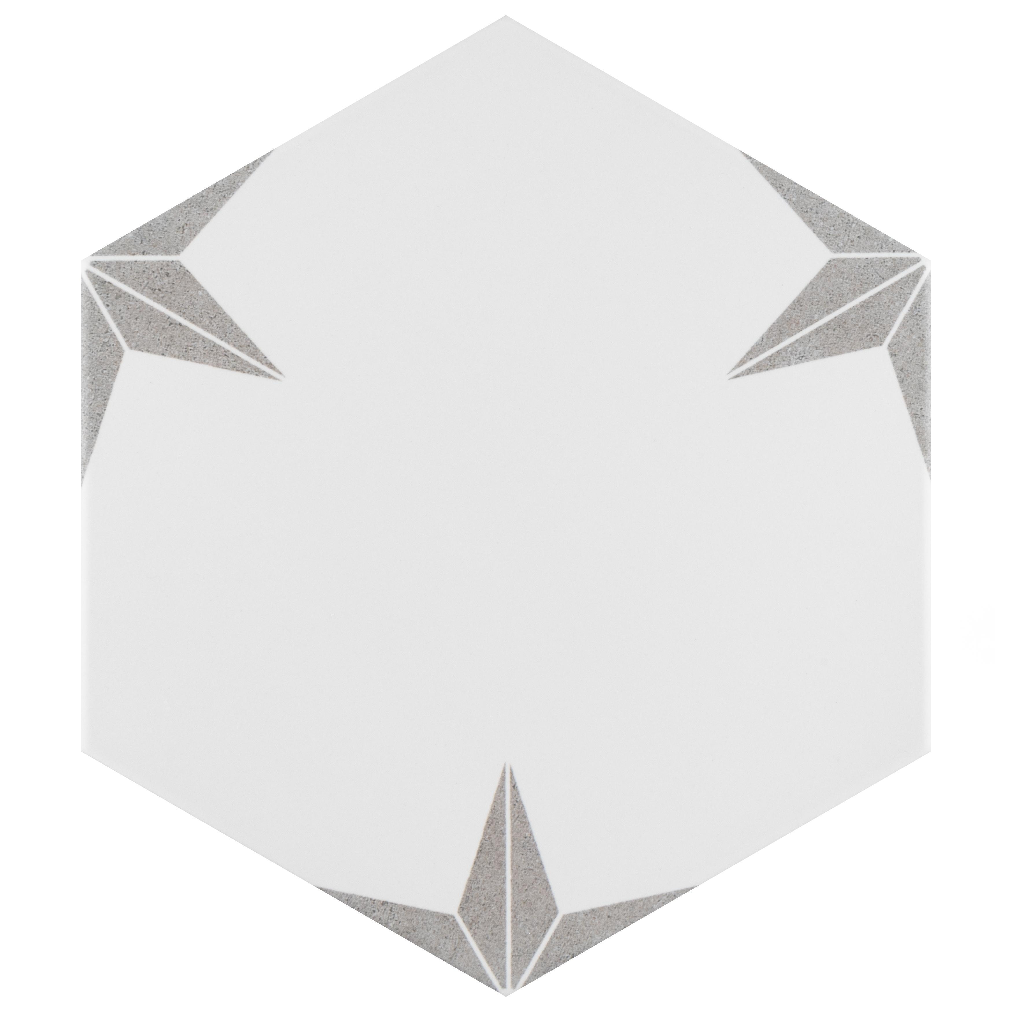 Merola Tile Stella Hex Silver 8-5/8" x 9-7/8" Porcelain Floor and Wall Tile