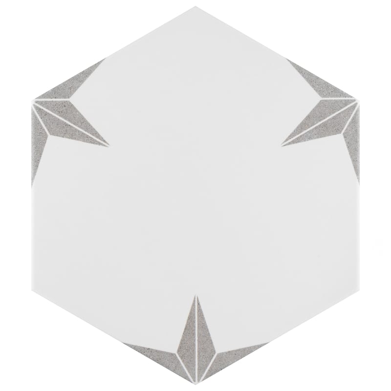 Merola Tile Stella Hex Silver 8-5/8" x 9-7/8" Porcelain Floor and Wall Tile