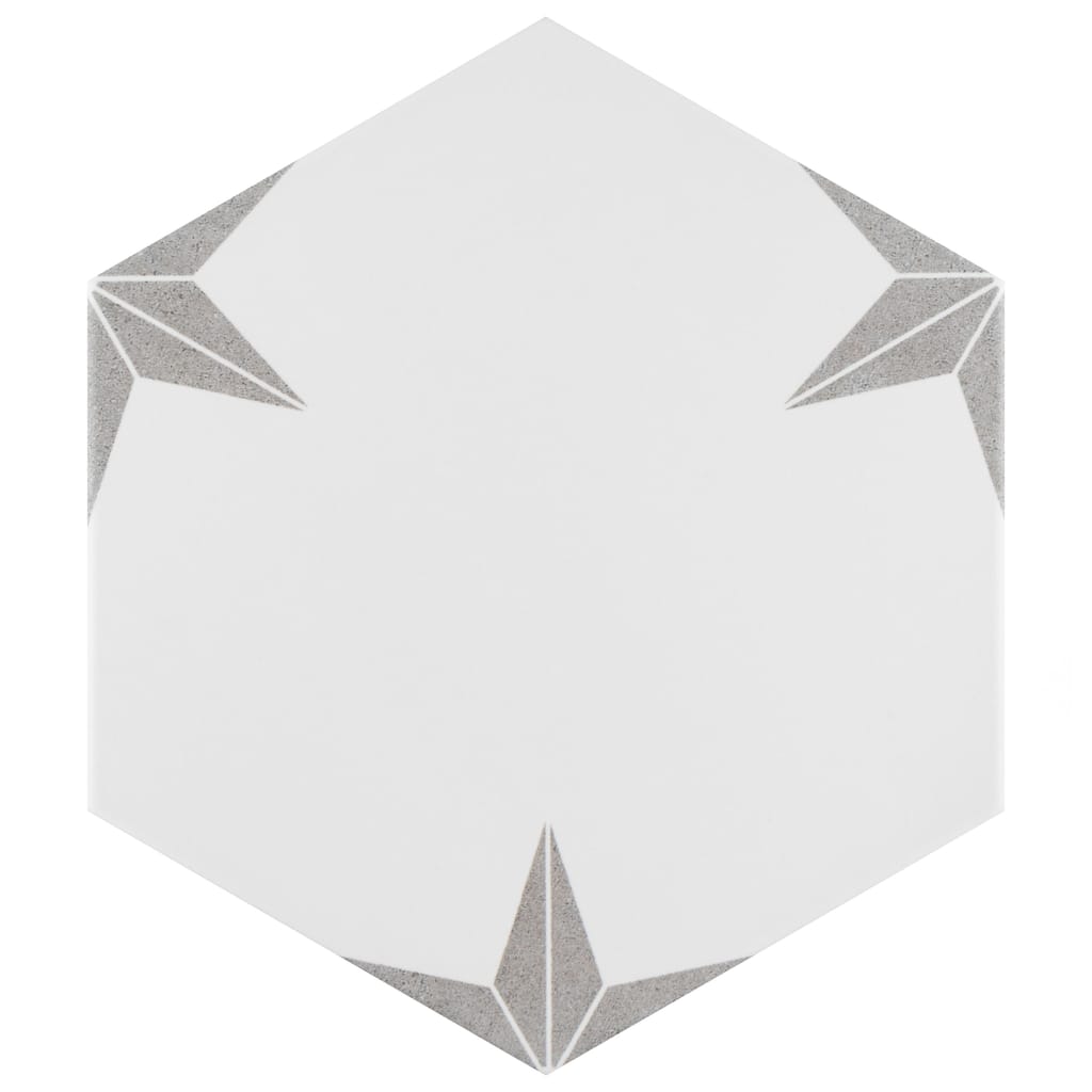 Merola Tile Stella Hex Silver 8-5/8" x 9-7/8" Porcelain Floor and Wall Tile