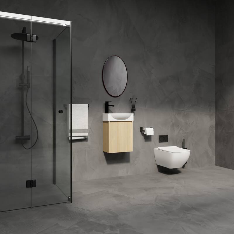 GDFStudio - Levistar Modern Wall-Mounted Bathroom Vanity with Scratch-Resistant Sink & Soft Close Door for Small Space
