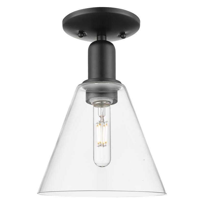 Innovations Lighting 716-1C-12-8 Berkshire Glass Semi-Flush Berkshire - Matte Black / Clear