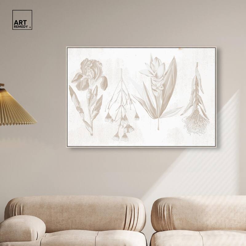 White Pressed Flora Canvas by Art Remedy
