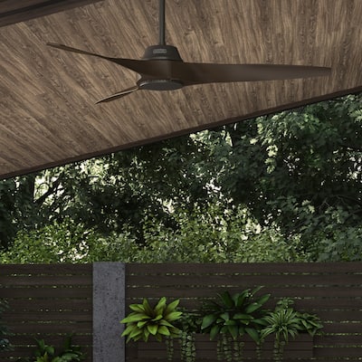 Hunter 52" Mosley Ceiling Fan and Wall Control, Damp Rated - Industrial, Modern, Transitional
